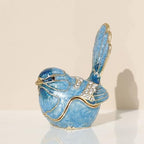Exquisite Hand - Painted Enamel Blue Bird Trinket Box Hinged Rhinestone - Adorned Mini Jewelry Organizer for Rings & Necklaces, Ideal Classical Home Decor & Collectible Keepsake (Trinket Box-B) by Unknown