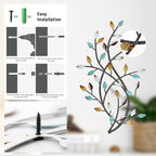 Meltset Metal Tree Leaf Wall Decor, Vine Olive Leaf Branch Wall Art, Wrought Iron Scroll Artwork, Decorative Wall Sculptures Above The Bed, Living Room, Hallway, Indoor and Outdoor（S/Farmhouse） - Image 5