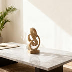 Abstract wood-toned knot sculpture, geometric decorative statue, wood-toned accent piece for living room coffee table or bookshelf surface, office TV cabinet or entryway console table decoration. - Image 5