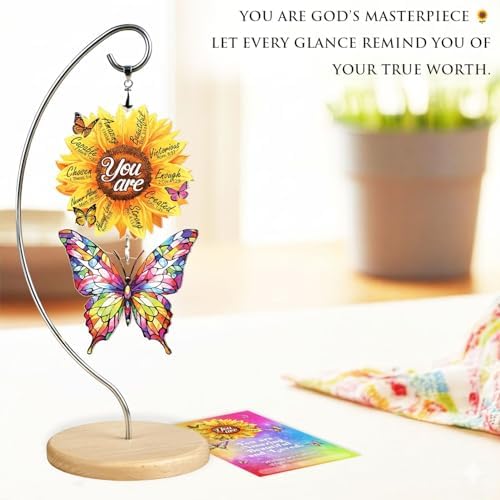 Christian Gifts for Women Birthday, Butterfly Inspirational Gifts for Friends, Mom, Sister, Girl, Female Coworker, Christian, God Says You are Sunflower Gifts for Women, Religious Desk Decor - Image 5