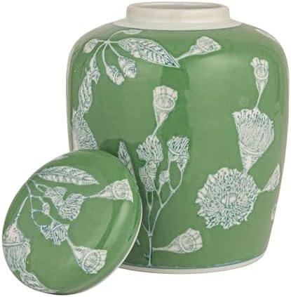 Creative Co-Op Decorative Ceramic Ginger Jar with Lid, Green - Image 4