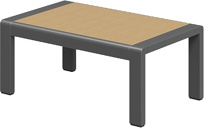 Aoxun Aluminum Outdoor Patio Furniture Set, Coffee Table ×1, Dark Grey & Dark by Aoxun