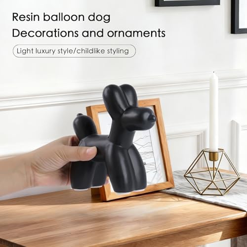 Notakia Cute Ceramics Black Balloon Dog Statue Crafts Living Room Desktop Decorations,Handmade Modern Small Ceramic Animal Statue Ornament Home Decor Accents (Black, Large) - Image 4