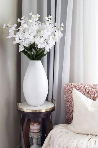 White Orchids Artificial Flowers 10 PCS Fake Orchid Silk Flowers 27" Faux Orchid Artificial Orchid for Wedding Dinning Home Restaurant Decoratiyon(White) - Image 7