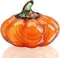 Blown Glass Pumpkin Figurine Orange Crystal Harvest Fall Thanksgiving Decor by HDHYALINEDORA