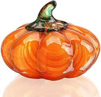 Blown Glass Pumpkin Figurine Orange Crystal Harvest Fall Thanksgiving Decor by HDHYALINEDORA