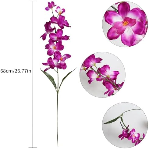 Orchids Artificial Flowers 10 PCS Fake Orchid Silk Flowers 27 Inches Faux Orchid Artificial Orchid Artificial Flowers for Decoration for Wedding Dinning Home Restaurant (Fuchsia) - Image 3