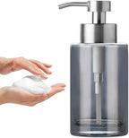 Enra Silver Glass Soap Dispenser, Foaming Hand Bathroom Soap Dispenser by Enra