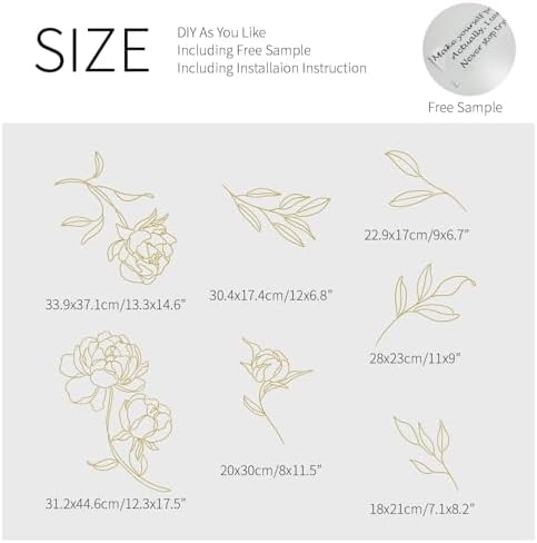 Gold Metallic Wall Decals Peel and Stick Large Floral Sketch Minimal Line Transfer Stickers for Wall-Mounted Mirror Decor Living Room Adult Gifts for Mom, Rose - Image 3