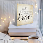 Inspirational Bible Verse 1 Corinthians 13:13 Faith Hope and Love Wooden Box Sign Scripture Desk Decor Rustic Scripture Wood Block Plaque Box Sign for Home Office Shelf Table Decoration - Image 5