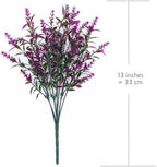 Artificial Plants Fake Lavender Plastic Flowers Faux Shrub Simulation Greenery Leaves Bushes for Indoor Outdoor Home Decor Garden Office Yard Verandah Wedding Decoration Planting Filler Fuchsia 8 Pack - Image 2