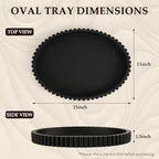 Oval Tray for Coffee Table Decor, 15" Concrete Coffee Table Tray, Black - Image 3