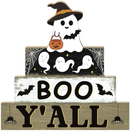 Putuo Decor Halloween Table Decoration Wooden Ghost Tiered Tray Decor - Image 2