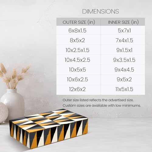 Handicrafts Home Black Large Decorative Storage Box With Lid, 10x6x2.5 In - Image 3