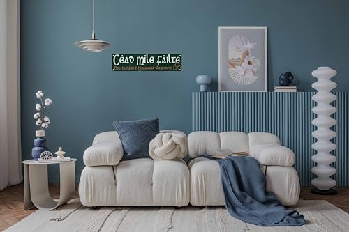 Céad Míle Fáilte Irish Welcome Sign Wall Decor For Living Room Bedroom Dining Garden Bar Cafe Classic Home Accent & Travel Souvenir for House warming & Irish Culture Enthusiasts 4x16 in - Image 4