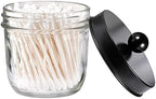 Amolliar Mason Jar Bathroom Accessories Set, 4Pcs Glass Bathroom Set, Black - Image 5