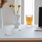 Modern Clear Coaster Set of 5- Glass Coasters for Drinks, Crystal Clear - Image 5
