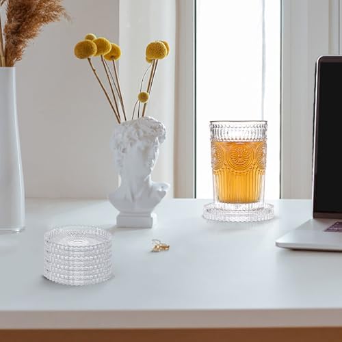Modern Clear Coaster Set of 5- Glass Coasters for Drinks, Crystal Clear - Image 5