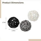 9 Pcs Rattan Decorative Balls, 3 Colors (Black, White, Gray), Handcrafted Woven Yarn Balls for Home Decor, Weddings, Parties, and Special Occasions - Image 4