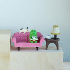 Mevodeata Cute Mini Frog Figurine with Small Sofa and Lamp Table Resin Figure for Office Home Decor for Frog Lovers (Pink Sofa) - Image 4