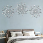 DXYAKY Set of 3 Silver Starburst Metal Wall Art Decor, 11.8 Inch Sparkling Diamond Star Jeweled Teardrop, Elegant Rhinestone Crystal Home Decor Accents, Living Room Bedroom Decorative Wall Sculpture - Image 2
