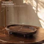Oval Wooden Decorative Tray with Beaded Edge for Room Decor, Vintage Brown - Image 2