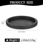 Hanobe Round Decorative Tray with Beaded Edge, Distressed Dark Brown Finish - Image 4