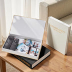 JARLINK Aesthetic Decorative Books, Set of 3 Linen Faux Book Boxes, Black - Image 4