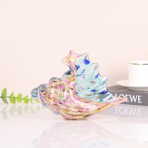 LCCCK Hand Blown Glass Conch Shell Sculpture, Sea Glass Art Figurines, Beachy Room Decor, Pink Conch Shell Decorative Statues, Sea Shell Coastal Decor for Shelf House Room, Beachy Gifts - Image 6