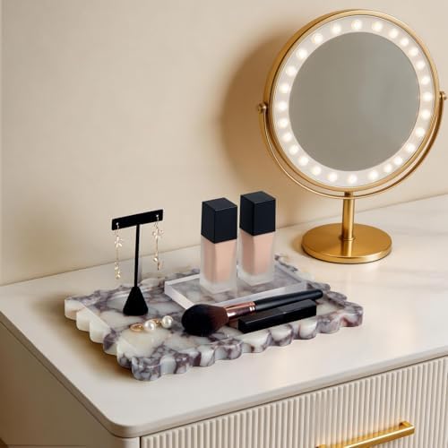 Luxury Natural Scalloped Marble Tray, Elegant Catchall Organizer Home Decor - Image 2