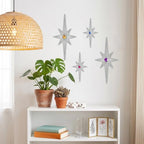 sxnzequnze 4 Pcs Star Wall Art for Home Decor Living Room Bedroom Office Metal 3D,Bling,with Hanging Hook Starburst Midcentury Sculpture Retro Gallery Accent Celestial -Silver 16.5in/9.4in - Image 6