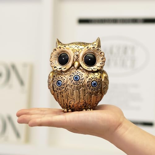 TOHLUCS Owl Statue Home Decor Accents with Evil Eye.Gold Decor for Bookshelf, Bedroom, Living Room, Office, Table and Shelf.Vintage Owl Figurines Gifts for Birds Lover.Cute Small Animal Sculptures. - Image 4