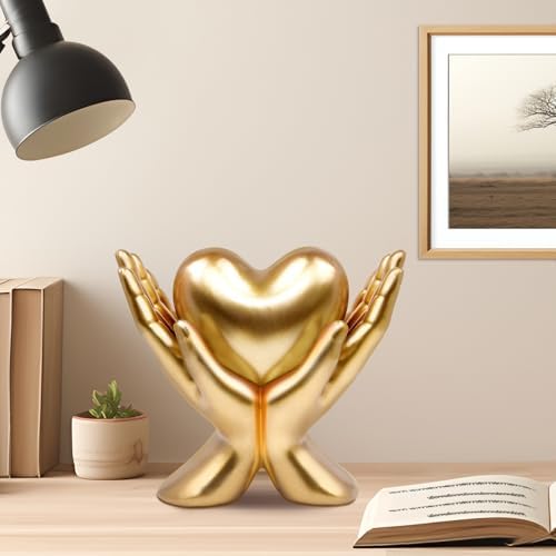 Home Mantel Decor Accents, Minimalist Heart Decoration and Accessories, Living Room, Office, Dining Table, TV Stand, Library Peace Sign Hand Sculpture， Coffee Shelf Ornament (Small), valentine - Image 5