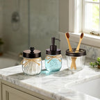 Amolliar Glass Mason Jar Bathroom Accessories Set 4 Pcs (Bronze) - Image 7