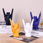 QIANLING 7.7" White Resin Rock On Hand Gesture Statue - Rock Culture Music Lovers' Decorative Tabletop Sculpture for Bookshelf, Desk & Mantel Decor in Home or Office, Modern Symbolic Figurine - Image 7