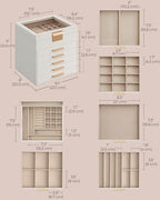 SONGMICS Jewelry Box Organizer, 6-Layer Storage with 5 Drawers, Glass Lid - Image 5