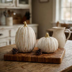 Fall Pumpkin Decor, White & Gold Resin Pumpkins Decorative Pumpkin by DouShiAi