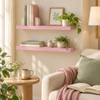 BAYKA Pink Floating Shelves 22.5in, Set of 2, Wall Mounted for Wall Decor - Image 3