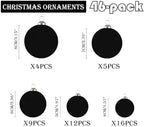 46Pcs Velvet Christmas Ball Ornaments Set - Flocked Shatterproof Christmas Tree Decorations Classic Hanging Ornaments with Rope for Xmas Wreath Holiday Home Decor (Multi-Size, Black) - Image 2