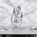 Abstract Silver Knot Sculpture, Geometric Decorative Statue, Silver Accent Piece for Living Room Coffee Table or Bookshelf Surface, Office TV Cabinet or entryway Console Table Decoration. - Image 5