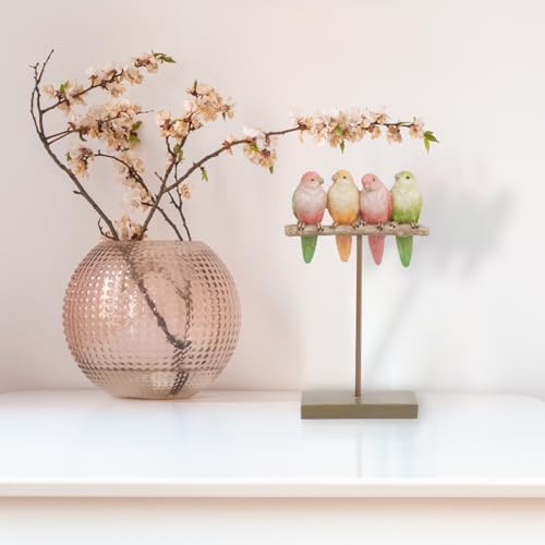 Braxio Bird Figurines Home Decor – Resin Tabletop Pink Bird Decor for Shelf Bookcase Dresser Modern Farmhouse Decorative Accent for Living Room Bedroom Office Gift - Image 3