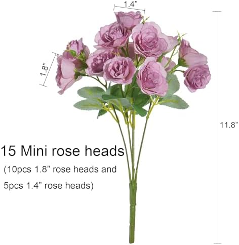 Silk Roses Flower Bouquet 4 Bundles 60 Heads for Wedding Home, Light Purple - Image 6