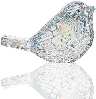 Blown Glass Bird Figurine AB Coating Crystal Animal Collectible Table Decor by HDHYALINEDORA