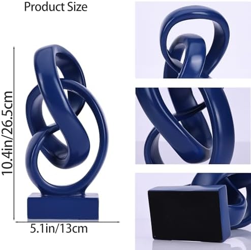 Abstract Blue Knot Sculpture, Geometric Decorative Statue, Blue Decor for Living Room Coffee Table Bookshelf Top, Office TV Cabinet Entryway Table Top Decor. - Image 6
