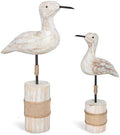 Wooden Sea Birds Statues Coastal Decor, White Seagull Statues for Nautical Coastal Beach Ocean Home Decoration by Unknown