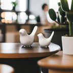 Small Animal Statues, White Bird Figurines Home Decor, Modern Home Decorative, Ceramic Decor for Office Desktop, Bookshelf, Bedroom, Living Room, Cabinets (White 2 Pcs) - Image 2