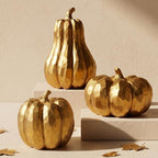 Gold Pumpkin Decor, 3Pcs Resin Pumpkin Figurines Fall Decoration for Home - Image 6