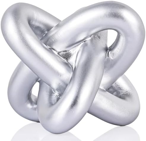 Silver Knot Sculpture, Three Knot Sculpture Silver Home Decor Accent, Suitable for Rustic Style Coffee Tables, Living Room Dining Tables, entryway Shelves, and Small Decorations. by DOVDOVHomeDecoration