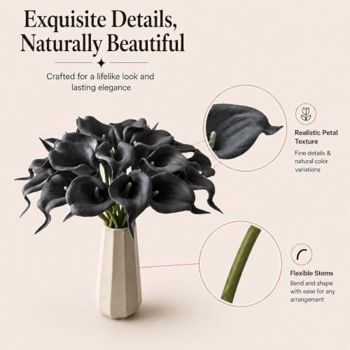 Mandy's 20pcs Dark Grey Calla Lily Artificial Flowers - Image 4
