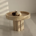 Natural Travertine Tray with Leg, Round 7.1" Vanity Decorative Tray for Countertop Organizer, Catchall Tray for Perfume, Candles, Jewelry Dish by Natust